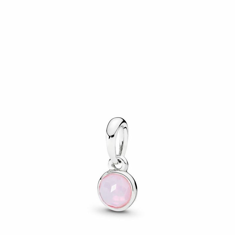 Pandora October Droplet Pendant - Sterling Silver/Pink/Crystal - Canada | BT4637OP